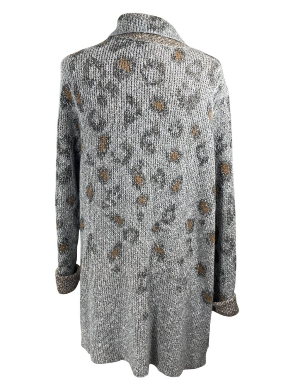 New Est. 1946 Jacket Sweater Cardigan Size 18/20 Animal Print Grey Tan Open Fron - Picture 3 of 8